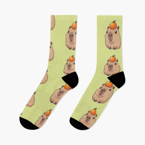 Item preview, Cute Capybara with Orange on Head Yuzu Bath Chill Animal Art designed and sold by bvdesignart.
