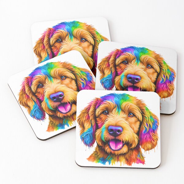 Item preview, Rainbow Miniature Goldendoodle | Colorful Modern Dog Art Design designed and sold by Fredster1966.