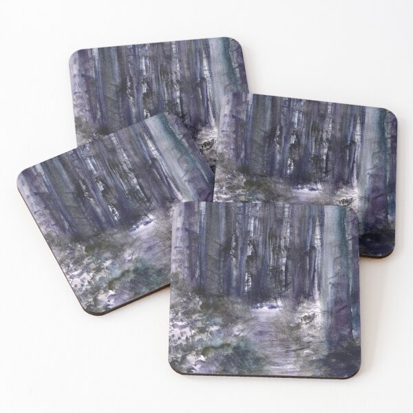 Item preview, Blue Muted dark forest watercolour painting designed and sold by umasharda.