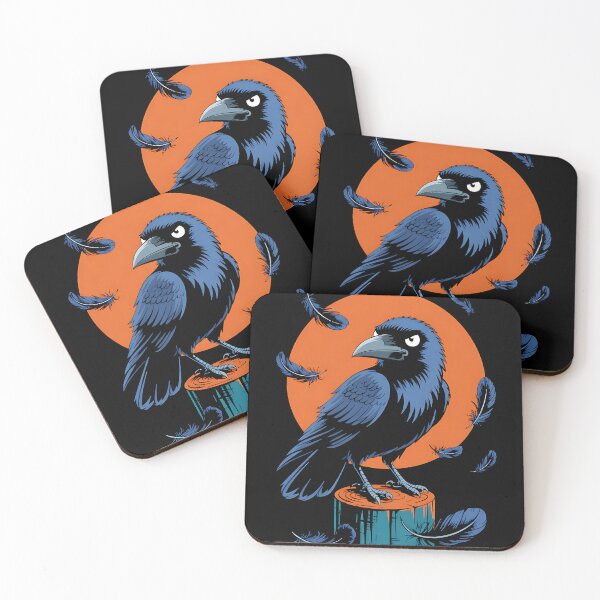 Item preview, Blue Raven with Moon and Feathers designed and sold by sandrahofer-art.