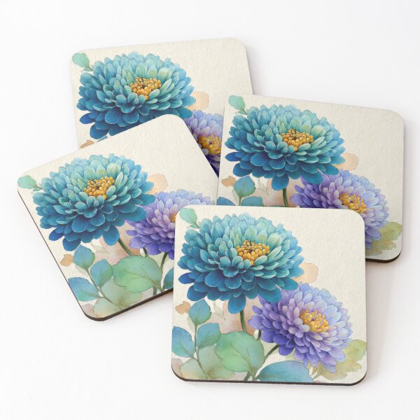 Artikelvorschau, Fantasy Floral Lila und Aqua Blau Aquarell-Stil entworfen und verkauft von DEC02.