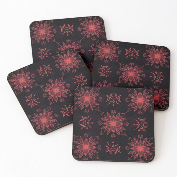 Item preview, moon & flowers (red) designed and sold by Rumcherry Art.