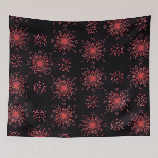 Item preview, moon & flowers (red) designed and sold by Rumcherry Art.