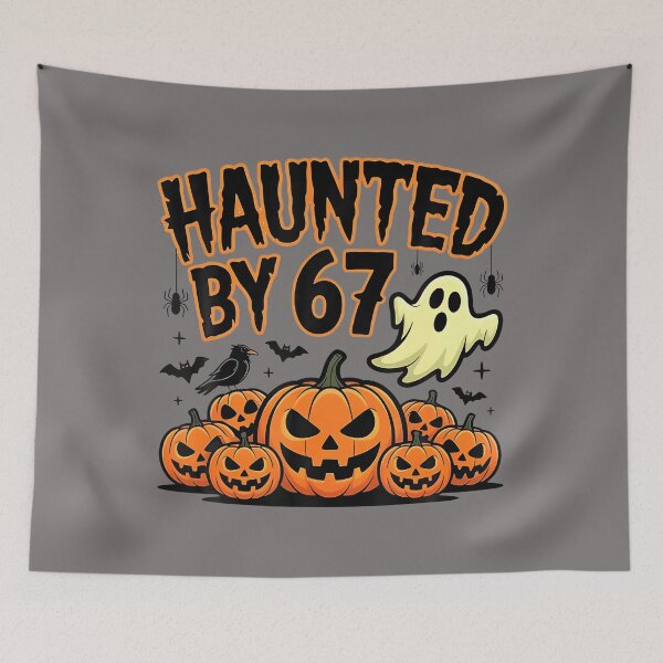 Item preview, Haunted by 67 – Funny Ghost and Pumpkin Halloween Costume designed and sold by Khescoiu.