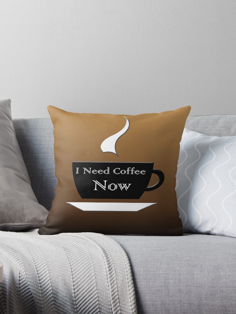 Thumbnail 1 of 4, Pillow, Coffee Range | I NEED COFFEE NOW | coffee beans designed and sold by ozcushionstoo.