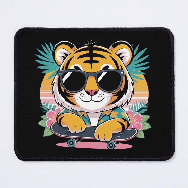 Item preview, Cute Chibi Tiger with Sunglasses and Skateboard | Kawaii Summer Cartoon Animal Design designed and sold by ColorSplash123.