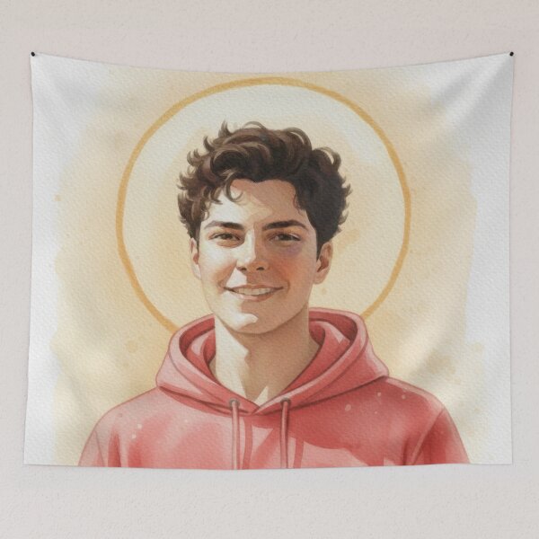 Item preview, Saint Carlo Acutis, Millennial Saint, Young and Handsome Watercolor Portrait v2 designed and sold by VarnaChitra.