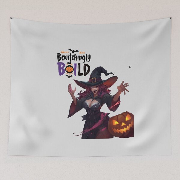 Item preview, Bewitchingly Bold – Stylish Witch with Halloween Hat and Pumpkin designed and sold by La Velmoréa.