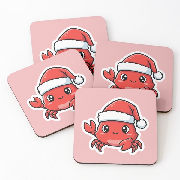 Item preview, Cute Crab Wearing Santa Hat Kawaii Christmas Holiday Animal Art designed and sold by bvdesignart.