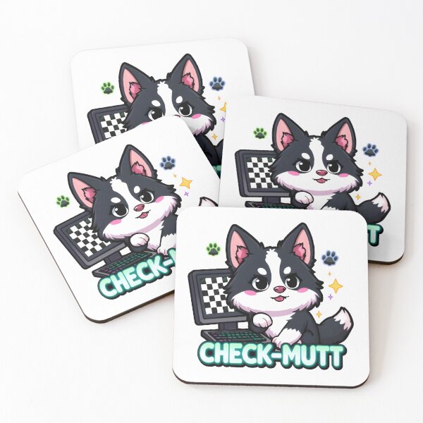 Item preview, Check-Mutt – Kawaii Border Collie Gamer Playing Ches designed and sold by Snackwear Apparel.