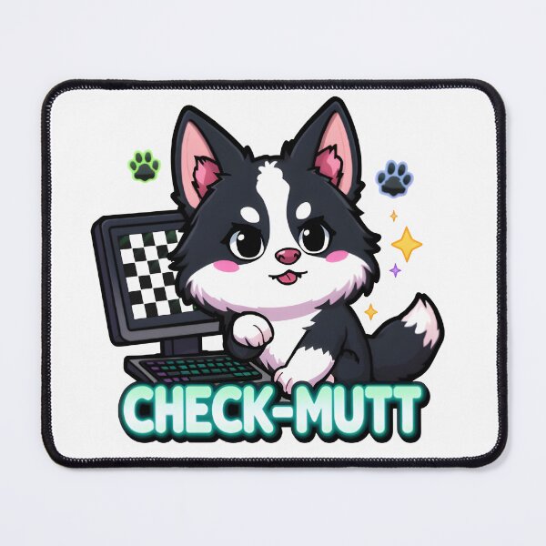 Item preview, Check-Mutt – Kawaii Border Collie Gamer Playing Ches designed and sold by Snackwear Apparel.