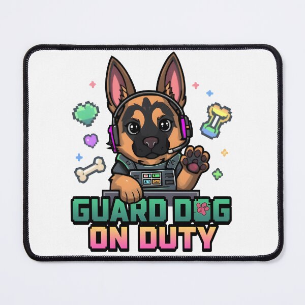 Item preview, Guard Dog on Duty – Kawaii German Shepherd Gamer designed and sold by Snackwear Apparel.