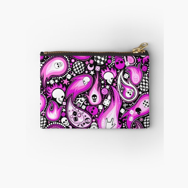 Item preview, Punk Rock Paisley with Skulls and Flames  Pink and Black designed and sold by Carlo-Atzei.