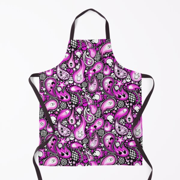 Item preview, Punk Rock Paisley with Skulls and Flames Pink and Black designed and sold by Carlo-Atzei.