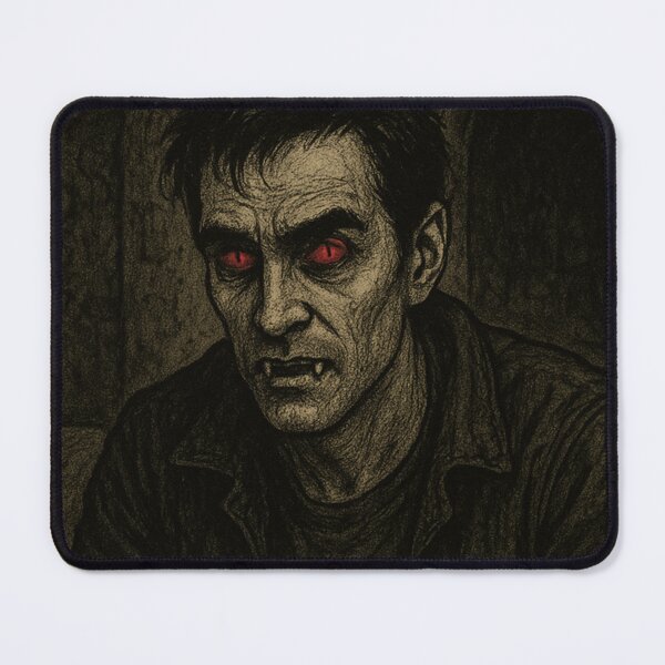 Item preview, Creepy Vampire with Red Eyes – Horror Artwork in Abandoned House designed and sold by maxthegrem.
