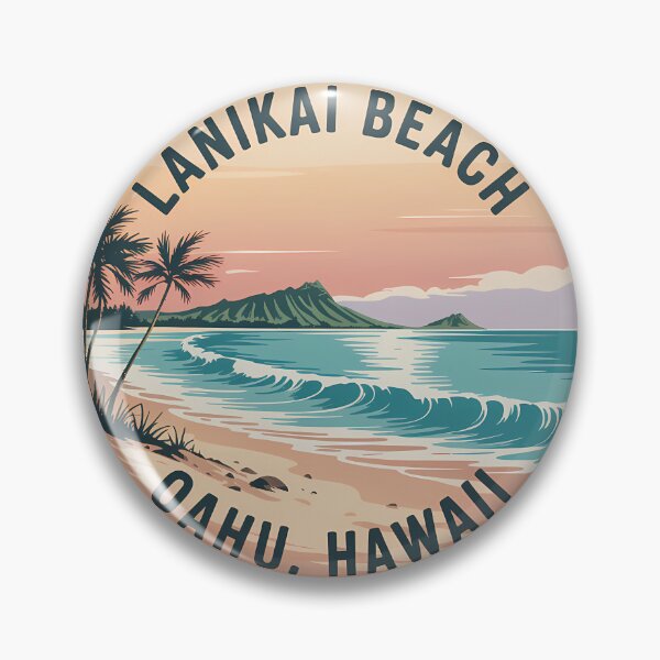 Item preview, Lanikai Beach Hawaii Retro Circle Sticker designed and sold by Horizon Tales.