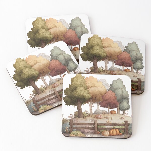 Item preview, Autumn'sdesign , tall trees, pumpkin , serene landscape  October's Welcome designed and sold by Artania21.