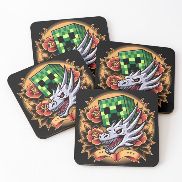 Item preview, Minecraft Creeper & Ender Dragon Tattoo Style – Ed Hardy Inspired Design designed and sold by Thompika.