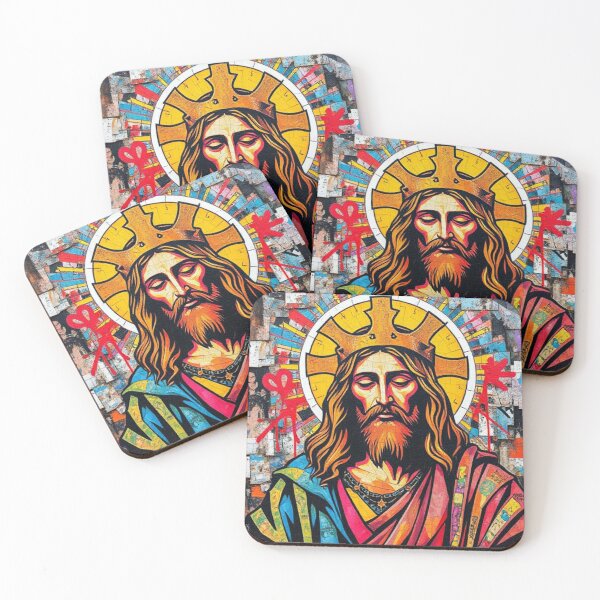 Item preview, Jesus Christ Mosaic Street Art Print  designed and sold by 610AsAboveSoBelow.