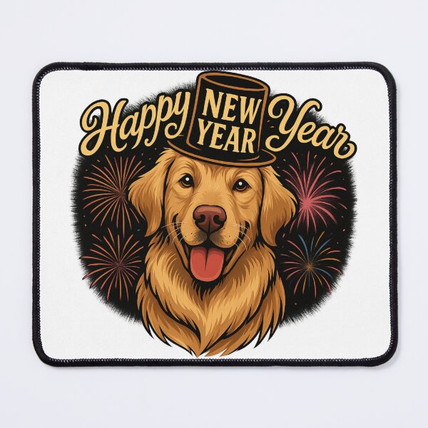 Item preview, Festive Golden Retriever with Fireworks New Year Design designed and sold by WitchyWhisper.