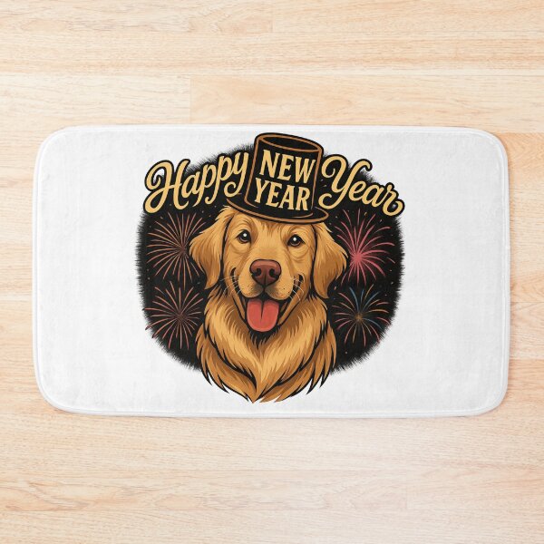 Item preview, Festive Golden Retriever with Fireworks New Year Design designed and sold by WitchyWhisper.