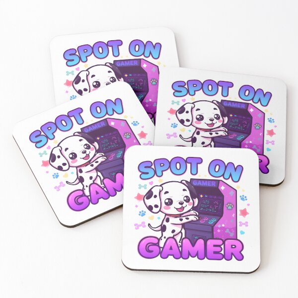 Item preview, Spot On Gamer – Kawaii Chibi Dalmatian Playing Arcade Machine designed and sold by Snackwear Apparel.