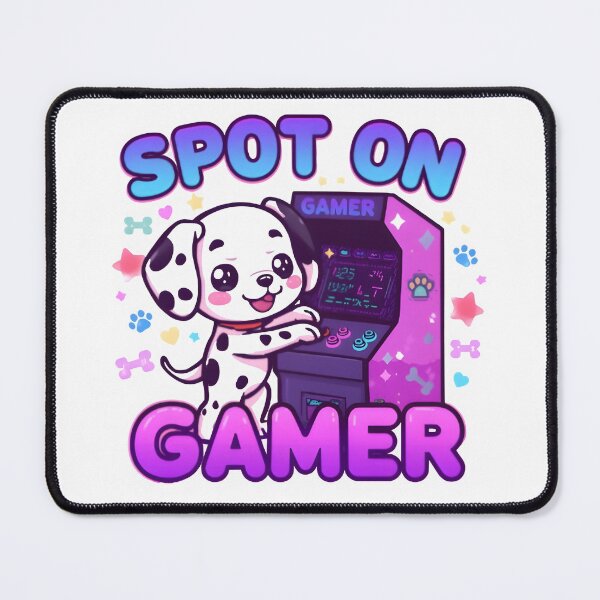 Item preview, Spot On Gamer – Kawaii Chibi Dalmatian Playing Arcade Machine designed and sold by Snackwear Apparel.
