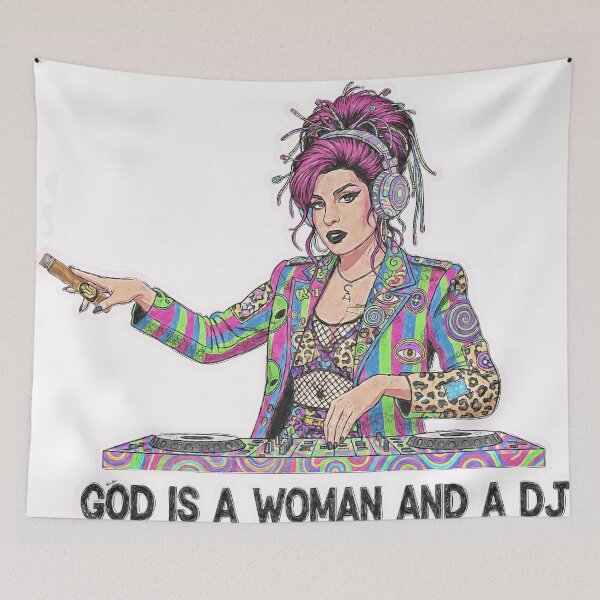 Item preview, God Is A Woman And A DJ - Psychedelic Rave Queen (Captain Hook Tribute) designed and sold by Hen-C-Art.