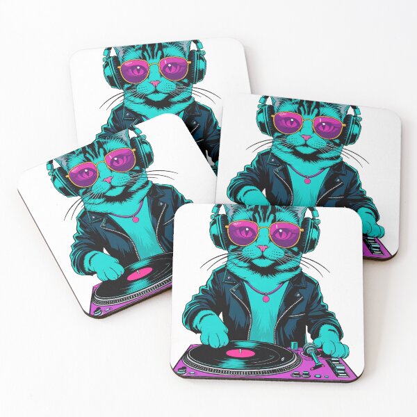 Item preview, Cool DJ Cat – Retro Party Feline with Headphones and Turntable designed and sold by sherifshaaban.