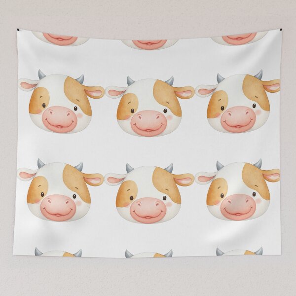 Item preview, Cute Cartoon Cow Face Illustration for Kids and Farm Animal Lovers designed and sold by ArtfulWeave.
