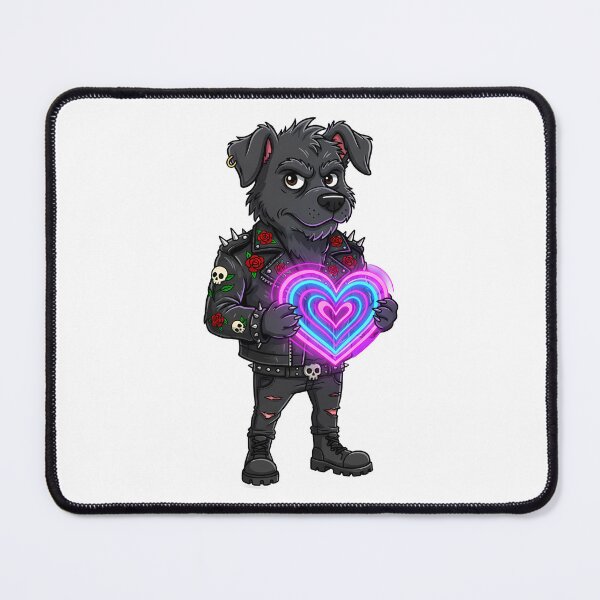 Item preview, Gothic Punk Dog with Neon Heart – Valentine Cartoon Rock Design designed and sold by hn79.