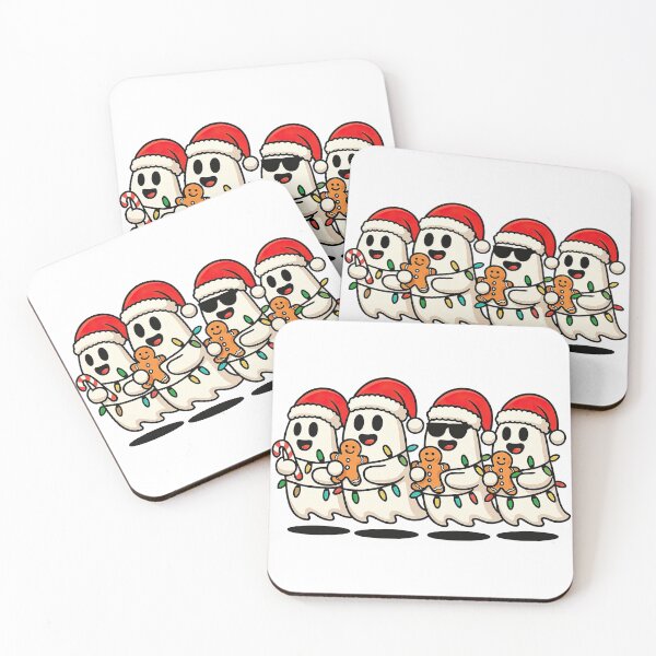 Item preview, Funny Christmas Ghosts with Santa Hats and Cookies designed and sold by ArtfulWeave.