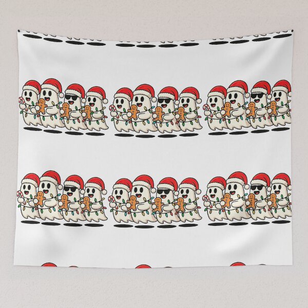 Item preview, Funny Christmas Ghosts with Santa Hats and Cookies designed and sold by ArtfulWeave.
