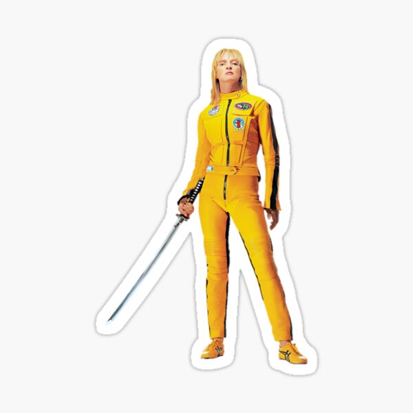 Uma Thurman KILL BILL sword yellow quentin tarantino iconic blonde black mamba the bride Sticker