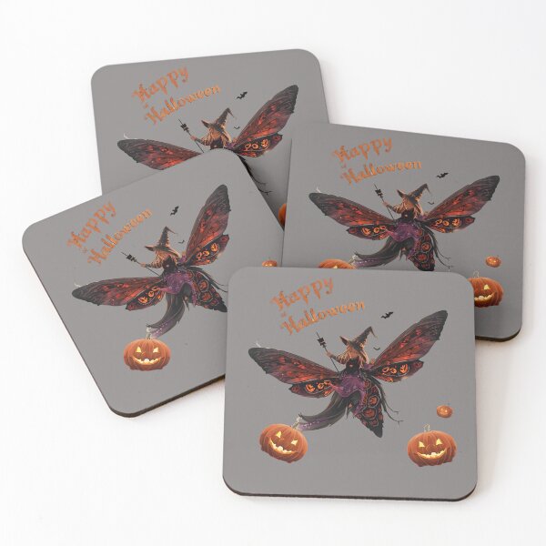 Item preview, Fantasy Witches Riding Glowing Moths with Floating Pumpkins – Happy Halloween Illustration designed and sold by La Velmoréa.