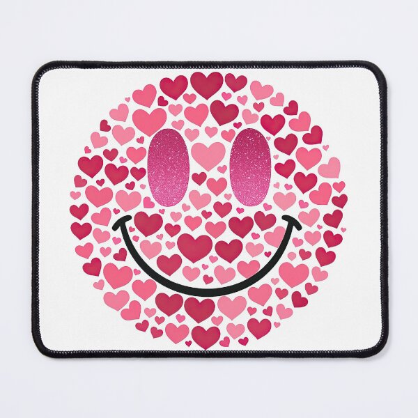 Item preview, Smiley Face Made of Pink Hearts with Glitter Eyes Design designed and sold by ArtfulWeave.