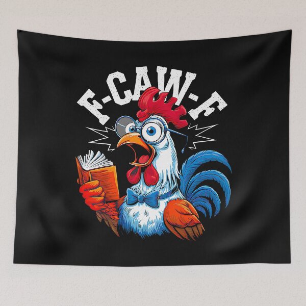 Item preview, Chicken Reading Books Nerdy Rooster F-Caw-F Funny Farm Joke  designed and sold by merlinnears.