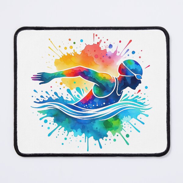 Item preview, Colorful Watercolor Swimmer in Splash Illustration designed and sold by ArtfulWeave.