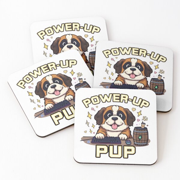 Item preview, Power-Up Pup – Kawaii St. Bernard Gamer Dog with Energy Barrel designed and sold by Snackwear Apparel.