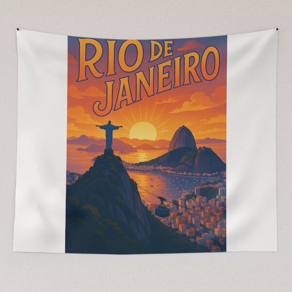 Item preview, Rio de Janeiro, Brazil – Christ the Redeemer and Cable Car Sunset designed and sold by Places On Earth.