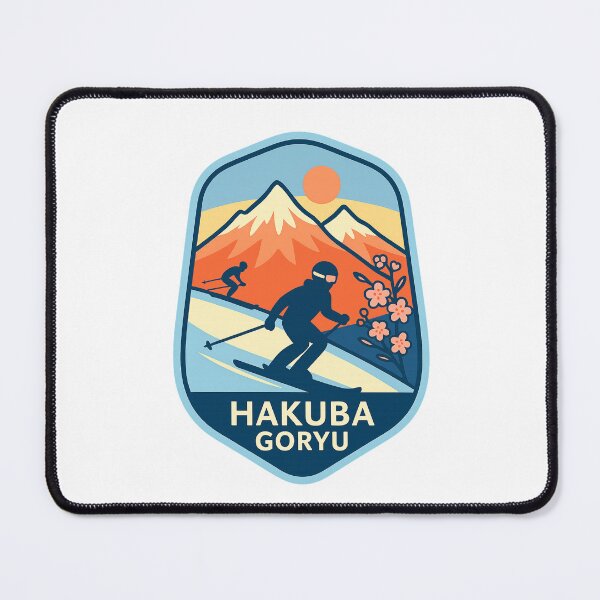 Item preview, Hakuba Goryu, Japan – Alpine Ski Scene with Cherry Blossoms designed and sold by Places On Earth.