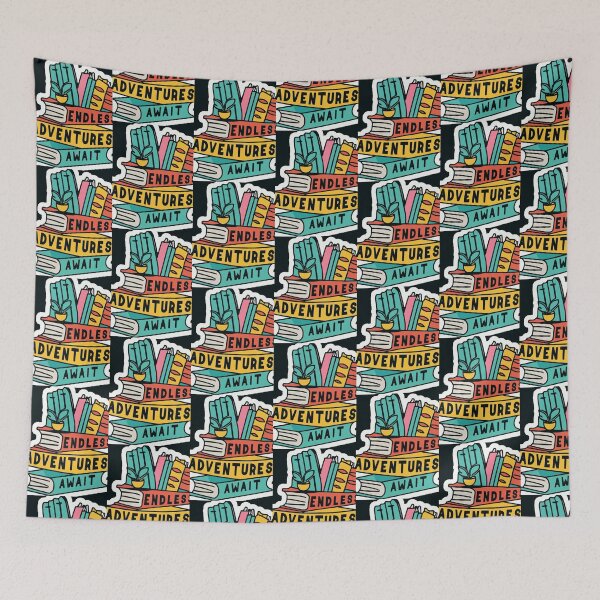 Item preview, Endless Adventures Await - Colorful Bookshelf Illustration - Copy designed and sold by LittleCrafties.