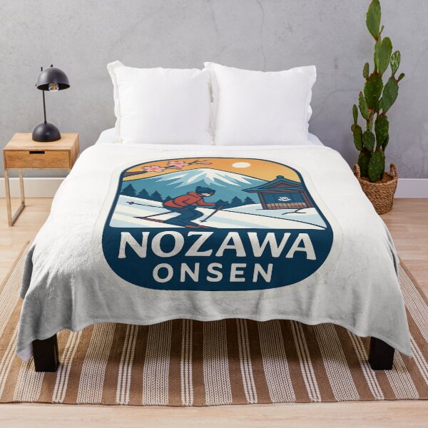 Item preview, Nozawa Onsen, Japan – Ski Village Scene with Temple and Blossoms designed and sold by Places On Earth.
