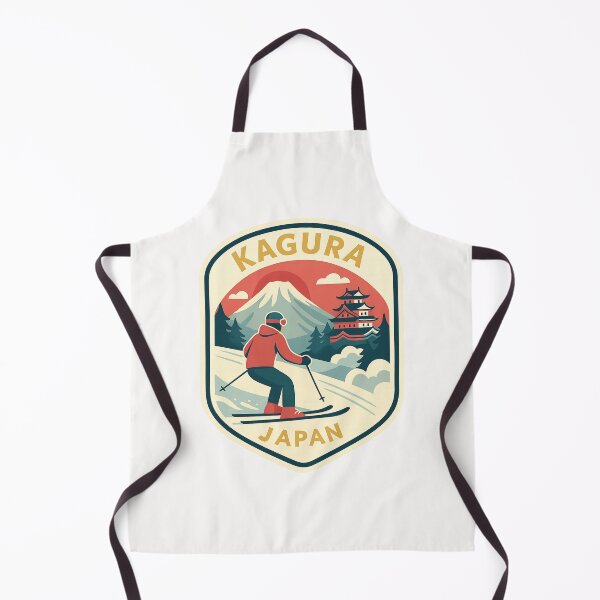 Item preview, Kagura Japan – Skier With Mount Naeba and Japanese Pagoda designed and sold by Places On Earth.