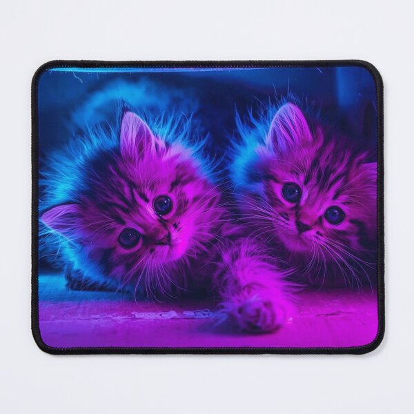 Item preview, Neon lit Kittens designed and sold by Pastel & Neon art store.
