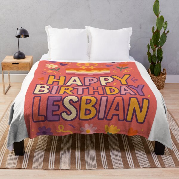 Item preview, Happy Birthday Lesbian – Lesbian Symbol Cake and Floral Confetti designed and sold by Places On Earth.