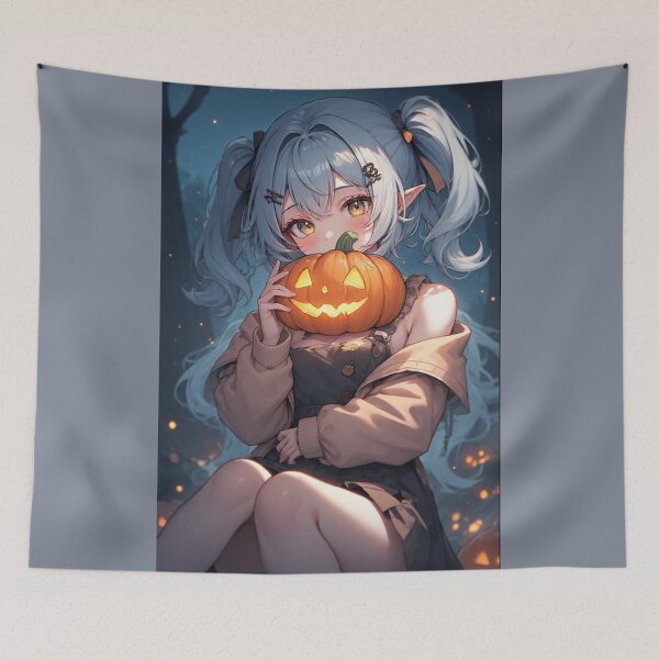 Item preview, Mysterious girl holding a pumpkin designed and sold by ArtsJulian.