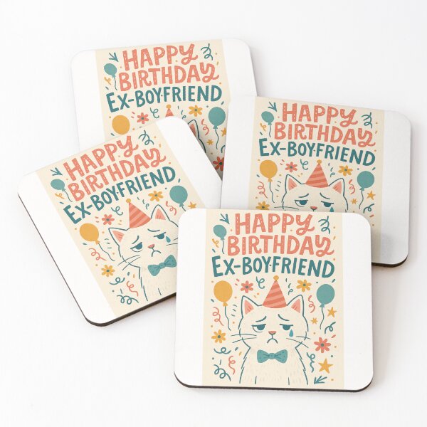Item preview, Happy Birthday Ex-Boyfriend – Sad Cat in Party Hat designed and sold by Places On Earth.