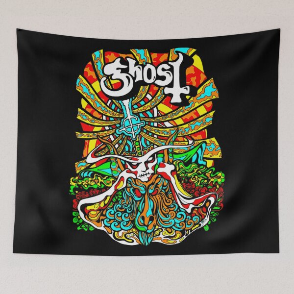 Item preview, Ghost Â€“ Satanic Panic Blacklight Baseball Â¾ Sleeve designed and sold by AugustKiwi.