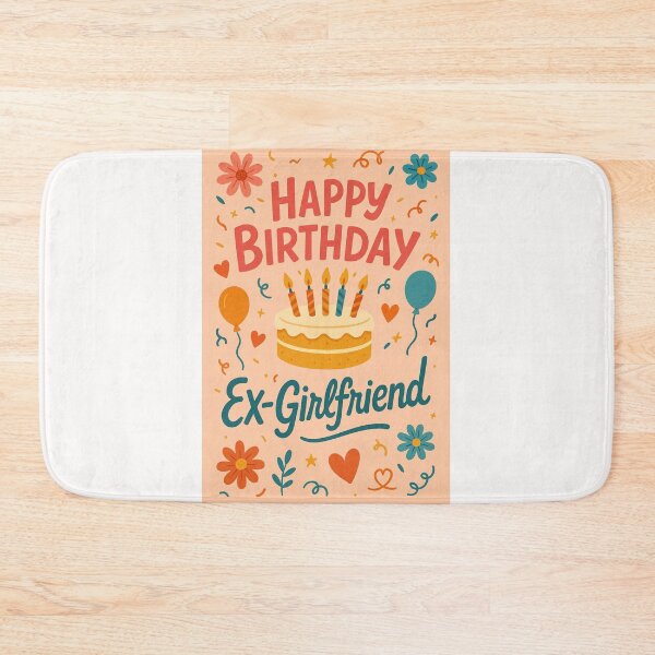 Item preview, Happy Birthday Ex-Girlfriend – Floral and Cake Confetti Card designed and sold by Places On Earth.